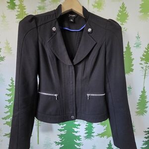 White House Black Market Black Blazer with Silver Accents